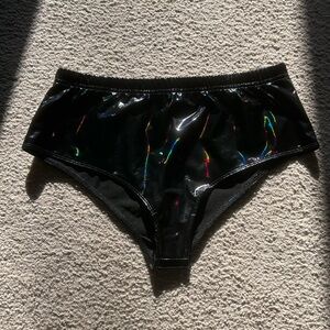 NWOT Dolls Kill Club Exx size M black holographic rave bottoms
